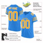 Personalized Powder Blue Gold-White Mesh Authentic Football Jersey