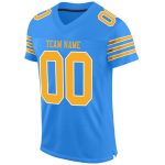 Personalized Powder Blue Gold-White Mesh Authentic Football Jersey