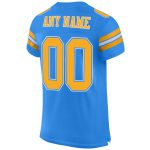 Personalized Powder Blue Gold-White Mesh Authentic Football Jersey Team Custom Name and Number