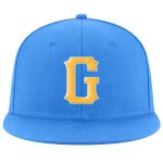 Personalized Powder Blue Gold-White Stitched Adjustable Snapback Hat Team Custom Name and Number
