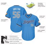 Personalized Powder Blue Gray-Navy Authentic Throwback Rib-Knit Baseball Jersey Shirt Team Custom Name and Number