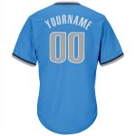 Personalized Powder Blue Gray-Navy Authentic Throwback Rib-Knit Baseball Jersey Shirt Team Custom Name and Number
