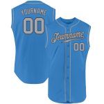 Personalized Powder Blue Gray-Steel Gray Authentic Sleeveless Baseball Jersey Team Custom Name and Number