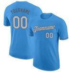Personalized Powder Blue Gray-Steel Gray Performance T-Shirt Team Custom Name and Number