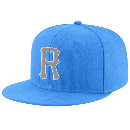 Personalized Powder Blue Gray-White Stitched Adjustable Snapback Hat Team Custom Name and Number