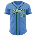 Personalized Powder Blue Green-White Authentic Baseball Jersey Team Custom Name and Number