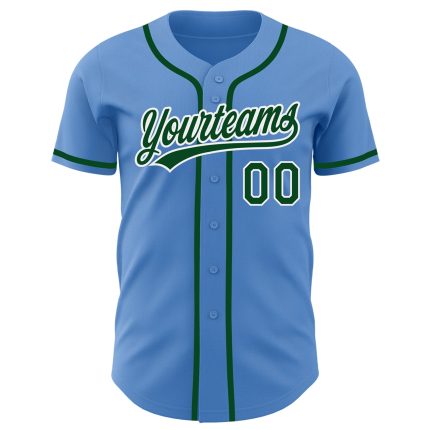 Personalized Powder Blue Green-White Authentic Baseball Jersey Team Custom Name and Number