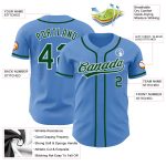 Personalized Powder Blue Green-White Authentic Baseball Jersey Team Custom Name and Number