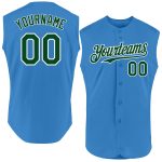 Personalized Powder Blue Green-White Authentic Sleeveless Baseball Jersey Team Custom Name and Number