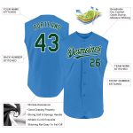 Personalized Powder Blue Green-White Authentic Sleeveless Baseball Jersey Team Custom Name and Number