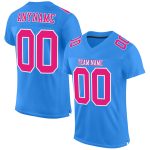 Personalized Powder Blue Hot Pink-White Mesh Authentic Football Jersey Team Custom Name and Number
