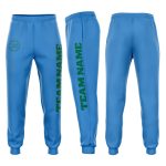 Personalized Powder Blue Kelly Green Fleece Jogger Sweatpants Team Custom Name and Number