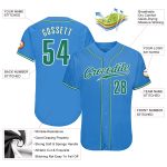 Personalized Powder Blue Kelly Green-White Authentic Baseball Jersey Team Custom Name and Number