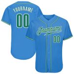 Personalized Powder Blue Kelly Green-White Authentic Baseball Jersey Team Custom Name and Number