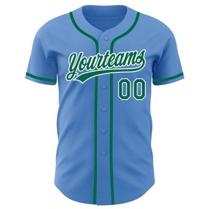 Personalized Powder Blue Kelly Green-White Authentic Baseball Jersey
