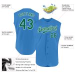 Personalized Powder Blue Kelly Green-White Authentic Sleeveless Baseball Jersey