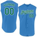 Personalized Powder Blue Kelly Green-White Authentic Sleeveless Baseball Jersey