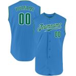Personalized Powder Blue Kelly Green-White Authentic Sleeveless Baseball Jersey Team Custom Name and Number