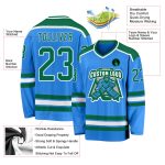 Personalized Powder Blue Kelly Green-White Hockey Jersey