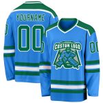 Personalized Powder Blue Kelly Green-White Hockey Jersey