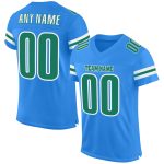Personalized Powder Blue Kelly Green-White Mesh Authentic Football Jersey Team Custom Name and Number