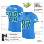 Personalized Powder Blue Kelly Green-White Mesh Authentic Football Jersey Team Custom Name and Number