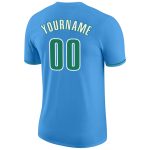 Personalized Powder Blue Kelly Green-White Performance T-Shirt Team Custom Name and Number