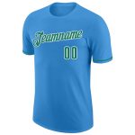 Personalized Powder Blue Kelly Green-White Performance T-Shirt Team Custom Name and Number