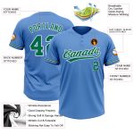 Personalized Powder Blue Kelly Green-White Two-Button Unisex Softball Jersey Team Custom Name and Number