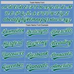 Personalized Powder Blue Kelly Green-White Two-Button Unisex Softball Jersey Team Custom Name and Number