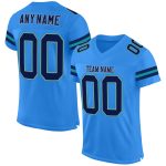Personalized Powder Blue Navy-Aqua Mesh Authentic Football Jersey Team Custom Name and Number