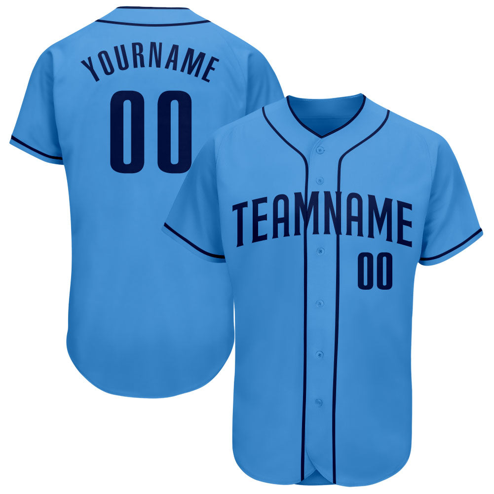 Personalized Powder Blue Navy Authentic Baseball Jersey Team Custom Name and Number