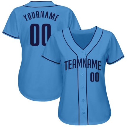 Personalized Powder Blue Navy Authentic Baseball Jersey Team Custom Name and Number