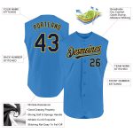 Personalized Powder Blue Navy-Gold Authentic Sleeveless Baseball Jersey Team Custom Name and Number