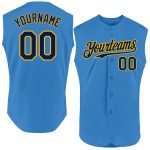 Personalized Powder Blue Navy-Gold Authentic Sleeveless Baseball Jersey Team Custom Name and Number
