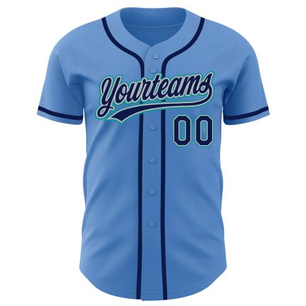 Personalized Powder Blue Navy Gray-Teal Authentic Baseball Jersey Team Custom Name and Number