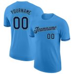 Personalized Powder Blue Navy Gray-Teal Performance T-Shirt Team Custom Name and Number