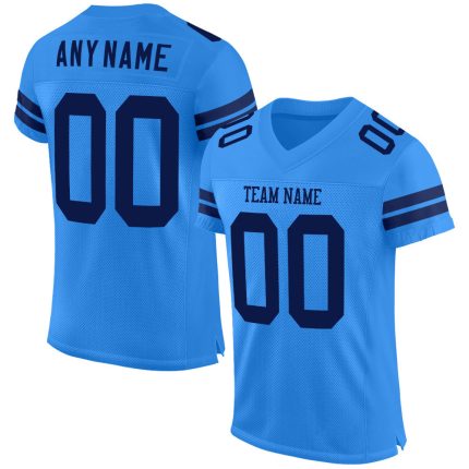 Personalized Powder Blue Navy Mesh Authentic Football Jersey Team Custom Name and Number