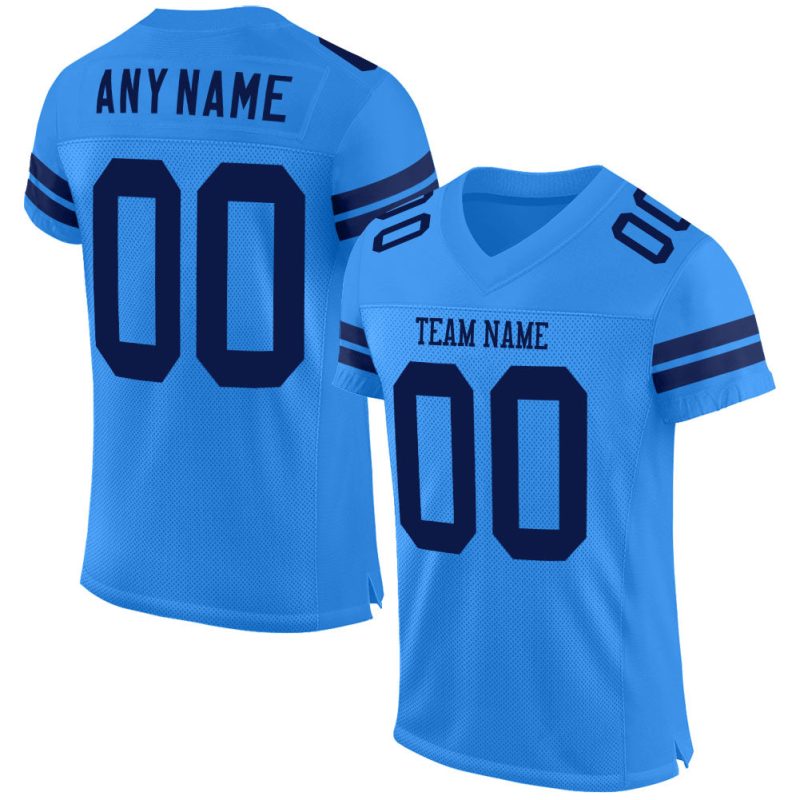 Personalized Powder Blue Navy Mesh Authentic Football Jersey Team Custom Name and Number