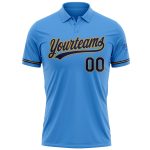 Personalized Powder Blue Navy-Old Gold Performance Vapor Golf Polo Shirt Team Custom Name and Number