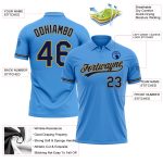 Personalized Powder Blue Navy-Old Gold Performance Vapor Golf Polo Shirt Team Custom Name and Number