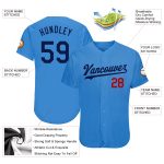 Personalized Powder Blue Navy-Red Authentic Baseball Jersey Team Custom Name and Number