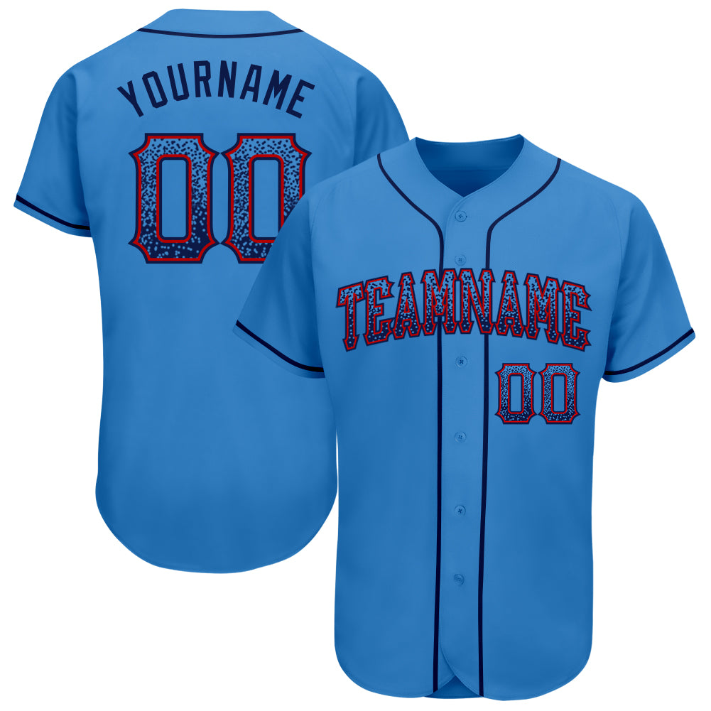 Personalized Powder Blue Navy-Red Authentic Drift Fashion Baseball Jersey Team Custom Name and Number