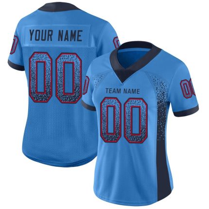 Personalized Powder Blue Navy-Red Mesh Drift Fashion Football Jersey Team Custom Name and Number