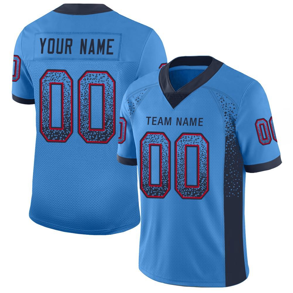 Personalized Powder Blue Navy-Red Mesh Drift Fashion Football Jersey Team Custom Name and Number Personalized Powder Blue Navy-Red Mesh Drift Fashion Football Jersey Team Custom Name and Number - Image 5