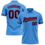 Personalized Powder Blue Navy-Red Performance Vapor Golf Polo Shirt Team Custom Name and Number