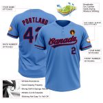 Personalized Powder Blue Navy-Red Two-Button Unisex Softball Jersey Team Custom Name and Number