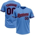 Personalized Powder Blue Navy-Red Two-Button Unisex Softball Jersey Team Custom Name and Number