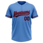 Personalized Powder Blue Navy-Red Two-Button Unisex Softball Jersey Team Custom Name and Number