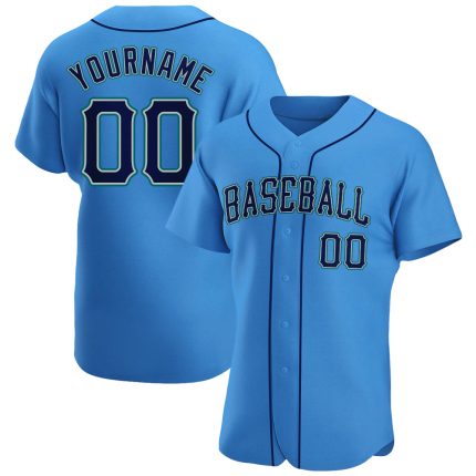 Personalized Powder Blue Navy-Teal Authentic Baseball Jersey